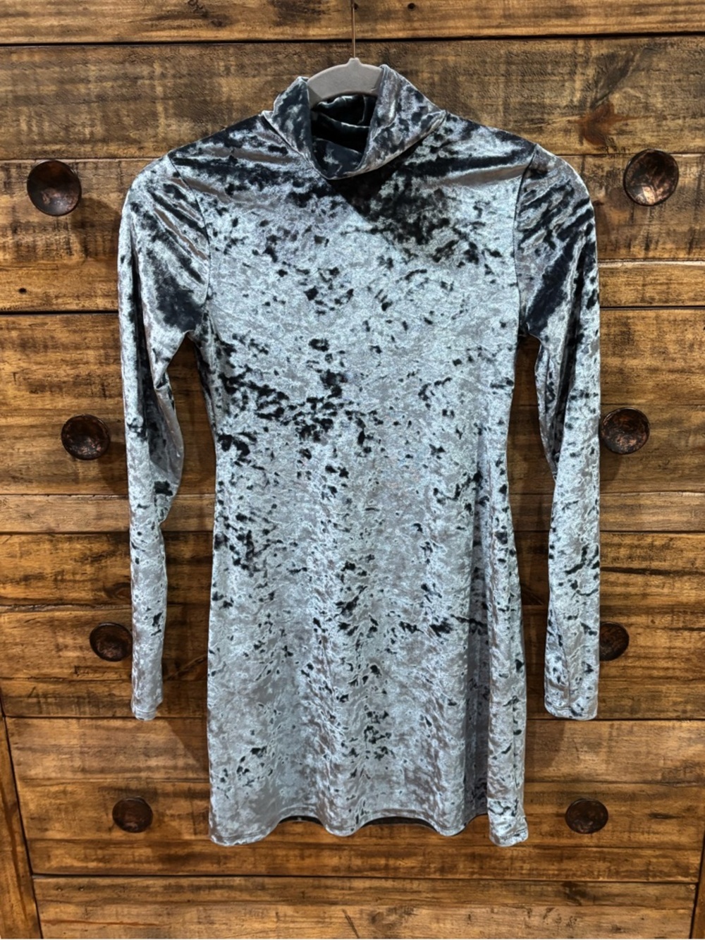 Kimchi Blue Crushed Velvet Long Sleeve Turtleneck Dress